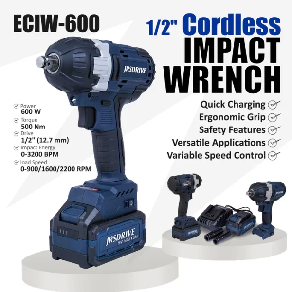 EASTMAN 1/2″ Cordless Impact Wrench-500Nm, ECIW-600