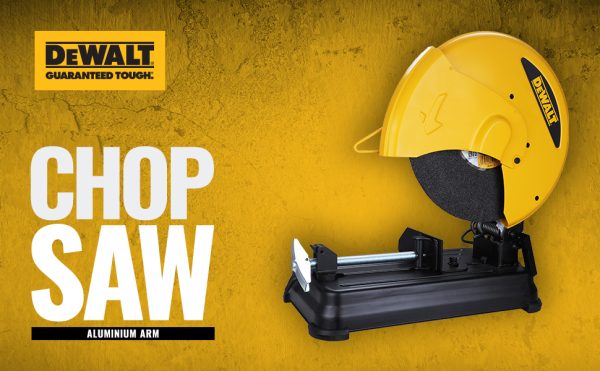 DEWALT D28730 14-inch (355 mm),2300W,3800 Rpm Heavy Duty Chop Saw With Wheel Included For Cutting Metal, Robust Lightweight Aluminium Arm