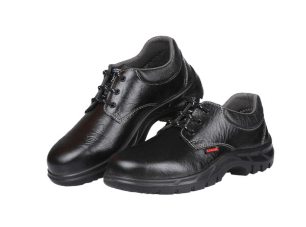 Karam Deluxe Black Leather Safety Footwear, Protective Metal Toe Cap, FS02BL